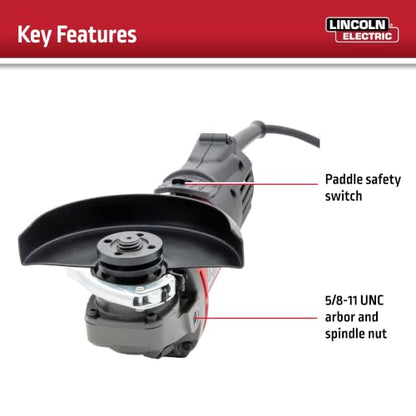 Lincoln Electric K5447-1 11 Amp 4.5in Angle Grinder with 10ft Power Cord