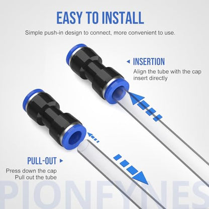 12PCS Straight Push Connectors Quick Release Plastic Push to Connect Fittings 1/4" inch Quick Connect Air Hose Fittings (1/4'', Blue) - size: 1/4'' 12PCS