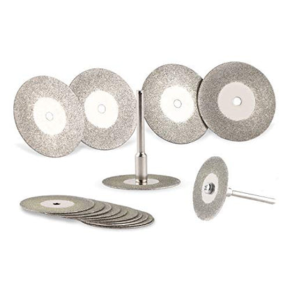 Diamond Cutting Wheel (1 3/16") 10pcs with 402 Mandrel (3mm) 2pcs and Screwdriver for Dremel Rotary Tools - size: 30mm