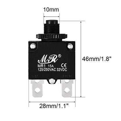 uxcell 5Pcs Thermal Overload Protector AC 125/250V 15A Push Button Reset Circuit Breaker