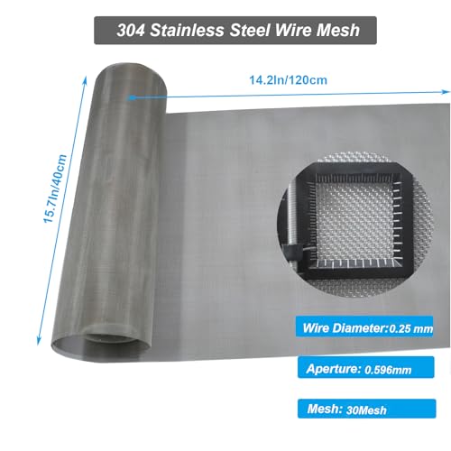 304 Stainless Steel Mesh Screen 15.7" x 47.2", 30 Mesh 0.6mm Hole - style: 30Mesh x 0.25mm