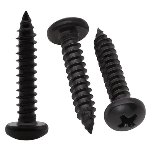 #8 x 3/4" (50 Pack) Stainless Steel Pan Head Self Tapping Screws, 304 SS (18-8) Black Coated, Phillips Drive Round Head Corrosion Resistant Screws for Wood & Sheet Metal - size: #8 x 3/4"