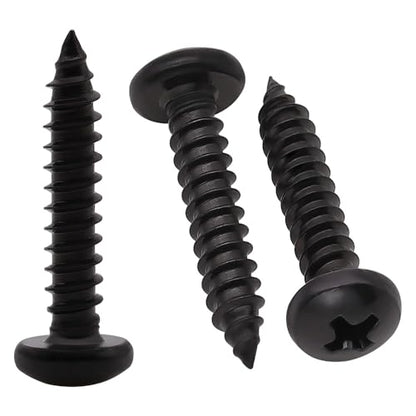 #12 x 3/4" (50 Pack) Stainless Steel Pan Head Self Tapping Screws, 304 SS (18-8) Black Coated, Phillips Drive Round Head Corrosion Resistant Screws for Wood & Sheet Metal - size: #12 x 3/4"
