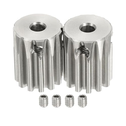 uxcell 2Pcs 1 Mod 12T Spur Gear 4mm Bore, 304 Stainless Steel Pinion Gear - size: 1 Mod 12T, 4mm