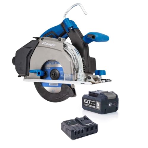 Evolution S6CCS-Li Loaded Kit | 6-1/2" Cordless Metal Cutting Circular Saw | 20V 5.0Ah Battery & Charger Included | 2-1/4" Cut Depth | 40T Thin Kerf Blade | Cold Cut Steel Saw - size: 6-1/2"