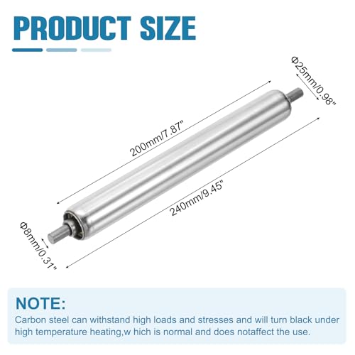 MECCANIXITY Stainless Steel Conveyor Roller 1" Diameter 8" Length Gravity Transmission Replacement Part Galvanized End (Silver) - size: 1"x8"