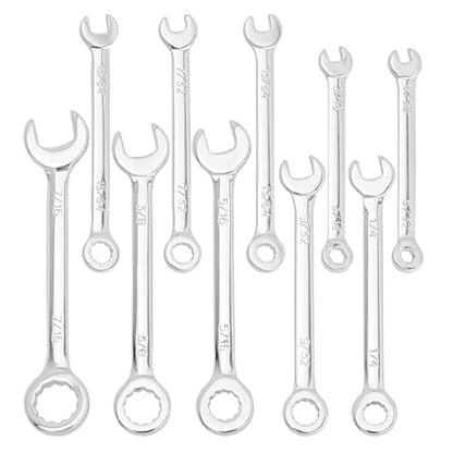 Mesee Small Wrench Set, 10 Pieces SAE Open End and Box End Combination Wrenches 5/32"-7/16" Mini Ignition Wrench Ratchet Spanner Repair Tools for Automotive Industry Electronics Mechanic Home