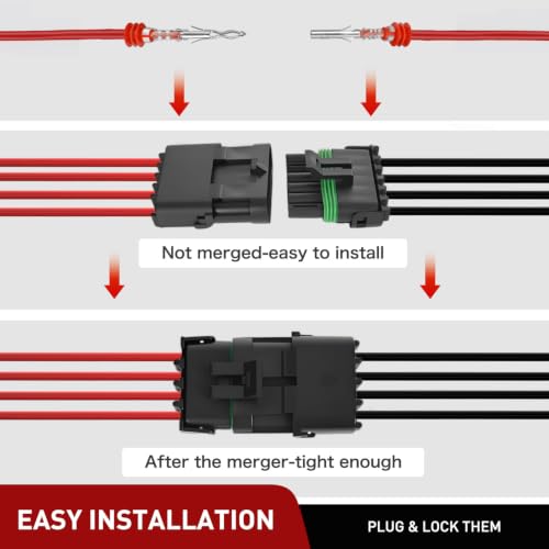 Nilight 180PCS 10 Kits 4 Pin Waterproof Automotive Electrical Connector Kit - size: 4Pin Spark Plug Connector 180PCS