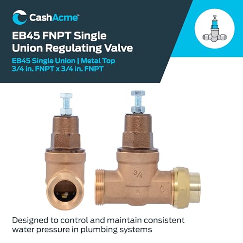 Cash Acme EB45 Pressure Regulating Valve, Single Union, 3/4 Inch NPT Female x NPT Female, Metal Top, 45 PSI, 24463-0045 - size: 3/4 in., style: Metal Top, 45 PSI, NPT Gauge Port