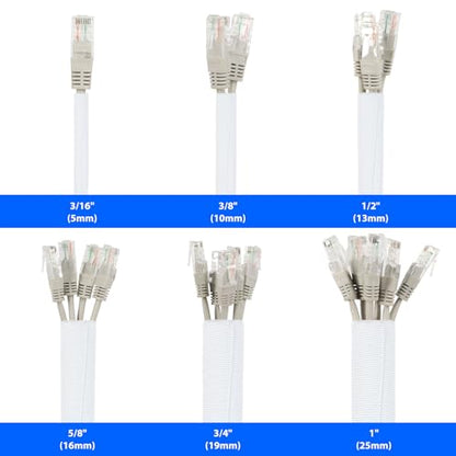 Split Wire Loom, 20ft Automotive Cable Protector Sleeve, Flexible Braided Cable Sleeves High Temperature Cable Management (White, 3/8") - color: White, size: 3/8"