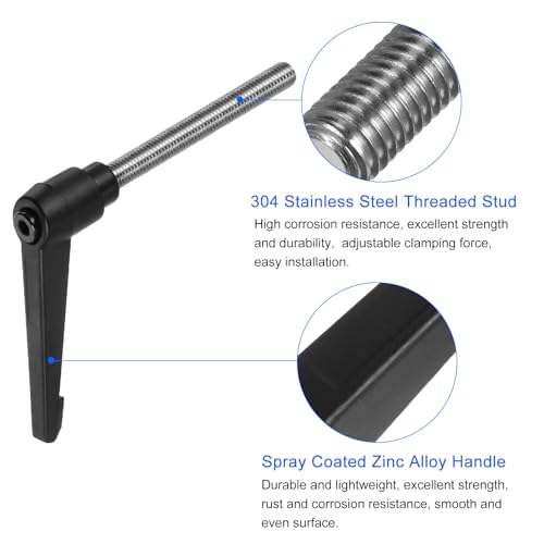 uxcell 2pcs Clamping Lever Handles, M10 x 72mm 304 Stainless Steel Threaded Male Stud, Adjustable Handles Locking Quick Release Ratchet Push Button Bolt Knobs, Black - size: M10 x 72mm