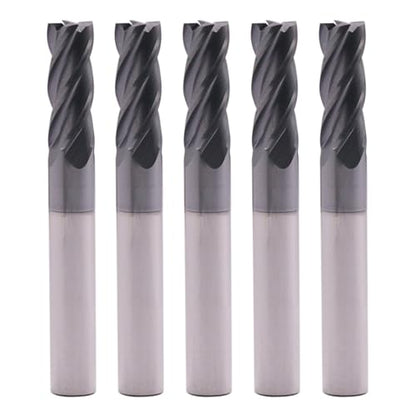 4 Flute Solid Carbide Square End Mill Set(5Pcs, 5/16"), AlTiN Coated - size: 5/16"