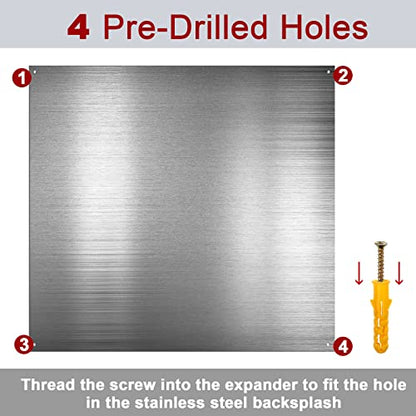 Reversible Stainless Steel Backsplash Behind Stove Metal BackSplash Panel Stainless Steel Cooking Backsplash Wall Panel for Kitchen Cooking Panel Pre Drilled Holes Matching Screws (32 x 30 Inch) - size: 31.9"L x 29.9"W