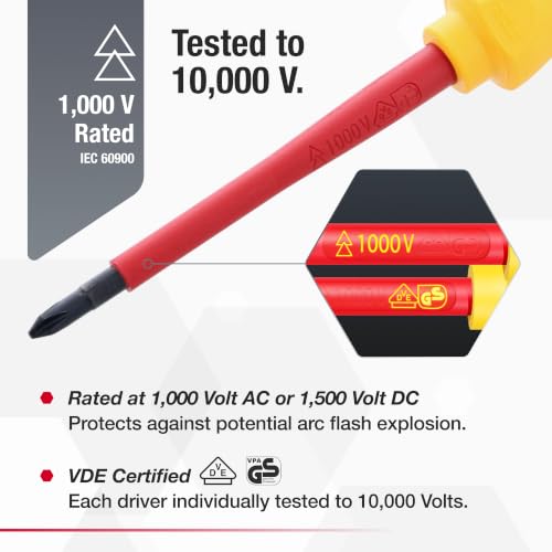 Wiha 32099 Insulated Screwdriver Set, 7-Piece 1000V Professional Tool Kit