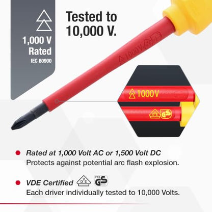 Wiha 32099 Insulated Screwdriver Set, 7-Piece 1000V Professional Tool Kit