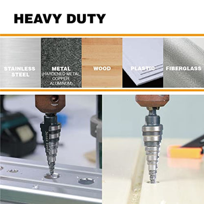1/4"-3/4" Quick Change M2 Step Drill Bit Unibit Hole Drilling - size: 1/4" - 3/4"