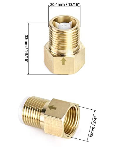 QWORK 2Pcs Brass One-way Check Valve, 1/2" Female to 1/2" Male Thread of Backflow Preventer - color: Female to Male, size: 1/2 inch - 2 pcs