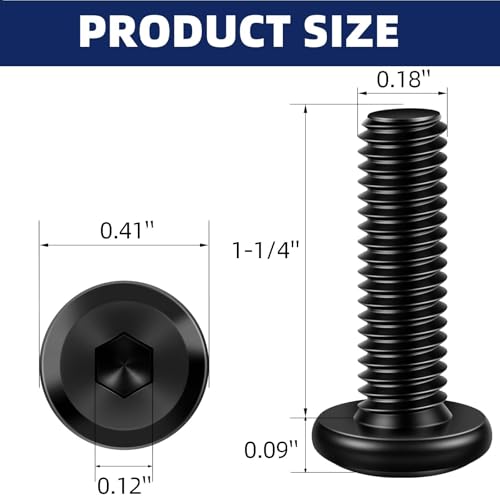 #10-24 x 1-1/4" Flat Head Socket Head Screw Furniture Bolts Countersunk Connector Screws, Stainless Steel 18-8 (304), Black Oxide, Fully Threaded, 25 PCS - size: #10-24 x 1-1/4"