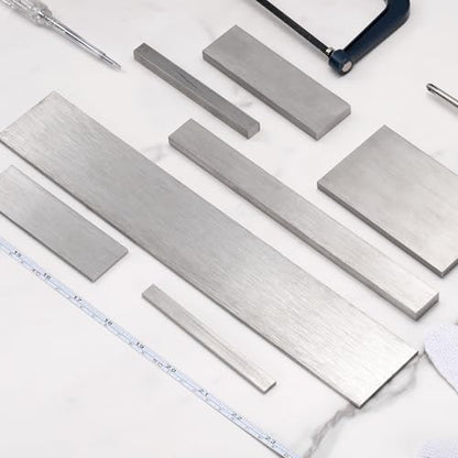 uxcell 2 Pcs 316L Stainless Steel Flat Bar 1/8" Thickness, 13/16" Width, 12" Length, Brushed Finish Trim Strips Sheet for Kitchen DIY Craft Making, Silver Tone - size: 1/8" x 13/16" x 12"