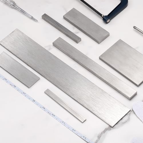 uxcell 2 Pcs 316L Stainless Steel Flat Bar 3/16" Thickness, 3/8" Width, 8" Length, Brushed Finish Trim Strips Sheet for Kitchen DIY Craft Making, Silver Tone - size: 3/16" x 3/8" x 8"
