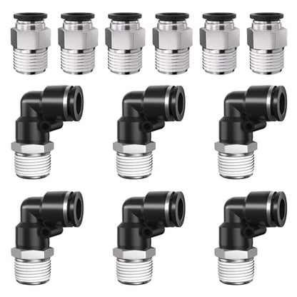3/8 Push to Connect Fittings npt Thread to 5/16 Air Line quick - size: 5/16"OD x 3/8"NPT