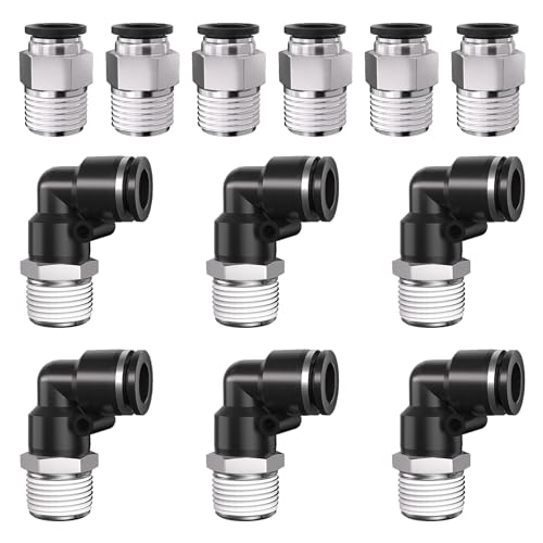 3/8 Push to Connect Fittings npt Thread to 5/16 Air Line quick - size: 5/16"OD x 3/8"NPT