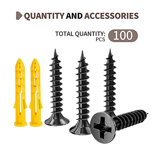 #4 x 1-1/2" Flat Head Self-Tapping Wood Screws, M3x40mm(70Pcs) - color: 100 PCS, size: #4x1-1/2''-100 PCS