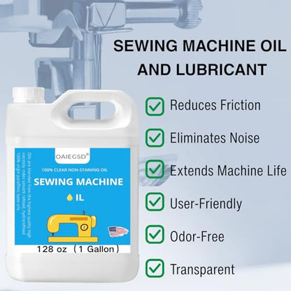 OAIEGSD 128oz Fine Light Sewing Machine Oil and Lubricant, Clear & Odorless - size: 128oz