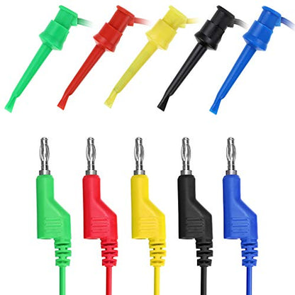 Sumnacon 39 Inch Multimeter Test Lead Set - 5 Pcs Stackable Banana Plug to Test Hook Wire Cable Kit with Protective, Flexible Wire Leads for Electrical Testing 500V/5A - size: 3.3 ft