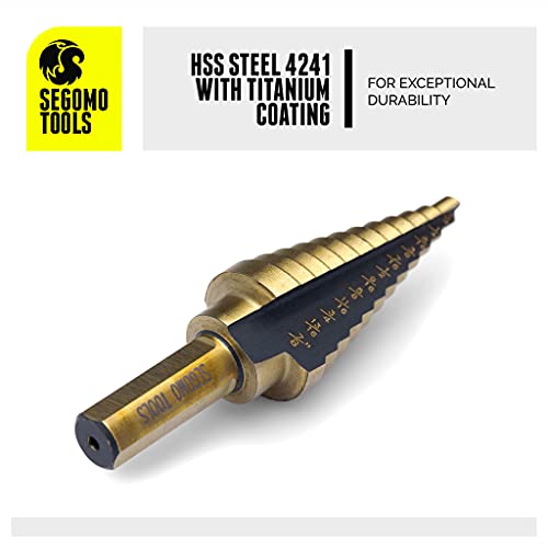 5 Piece SAE Multiple Hole 50 Sizes HSS Step Drill Bit Set with Aluminum Case | Stepped Drill Bit | Cone Drill Bit | Step Bit Set | Multiple Hole Drill Bit | Drill Step Bit - SDS5SAE
