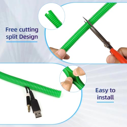 Split Wire Loom Tubing,10,25ft Cord Protectors from Pets No Chew, Flexible Wire Covers Cord Protectors, Protective Split Cable Sleeve for Automotive Home Industrial Wires(Green, 0.98inch-10ft) - color: Green, size: 0.98in-10ft