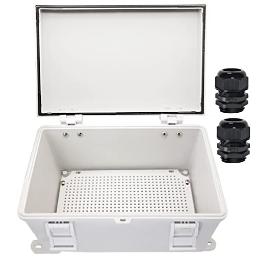 Zulkit Junction Box ABS Plastic Waterproof IP65 Electrical Boxes Hinged Shell Outdoor Universal Project Enclosure with Mounting Plate and Wall Brackets Grey 11.8 x 7.9 x 7.1 Inch - size: 11.8" x 7.9" x 7.1"