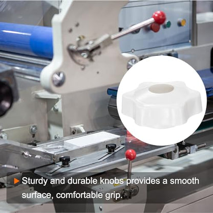 HARFINGTON 6pcs Star Knobs M6 Female Thread 32mm 6-Point Plastic Head Brass Insert Non-Through Hole Screw-in Threaded Hand Knob Clamping Handle, White - color: White, size: M6 x 32mm