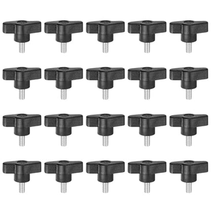 HARFINGTON 20Pcs Wing Knobs M6x14mm Male Thread Plastic Tee Stud Knobs - color: Black, size: M6 x 14mm