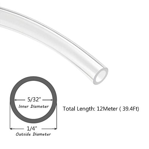 Beduan Pneumatic Tubing Pipe 1/4" OD Clear Air Compressor PU Line Hose Tube for Water Fluid Transfer 12Meter 39.4ft - color: Clear, size: 1/4" OD-39.4ft
