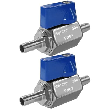 Beduan 2PCS 5/16” Barb Ball Valve 304 Stainless Steel Mini Shut Off Valve - size: 5/16" Hose Barb