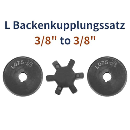 uxcell 3/8" to 3/8" L075 Flexible 3-Piece L-Jaw Coupling Coupler Set - size: 3/8" to 3/8"
