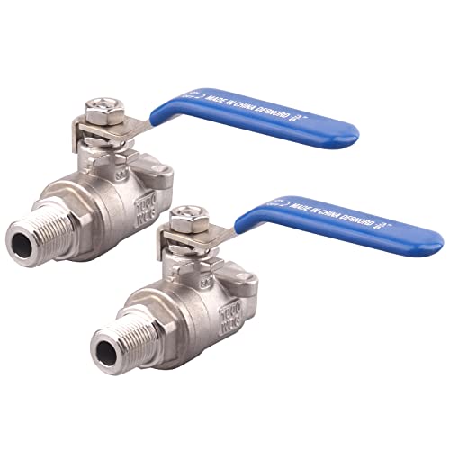 DERNORD 2 Pack Full Port Ball Valve 3/8 Inch - Male x Female Stainless Steel 304 Heavy Duty for Water, Oil, and Gas, 1000WOG - size: 3/8 Inch NPT, style: Pack of 2