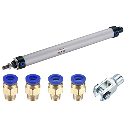MECCANIXITY Pneumatic Air Cylinder Double Action MAL25X250 25mm Bore 250mm Stroke with Y Connector and 4Pcs Quick Fitting Set - size: 25X250 mm