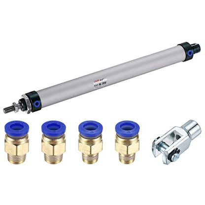 MECCANIXITY Pneumatic Air Cylinder Double Action MAL25X250 25mm Bore 250mm Stroke with Y Connector and 4Pcs Quick Fitting Set - size: 25X250 mm