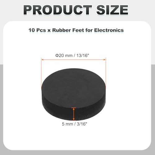PATIKIL Non Slip Furniture Pads 13/16" (20mm x 5mm), 10 Pcs Adhesive Backed Round Rubber Feet Anti-Scratch Rubber Furniture Grippers for Hardwood Floor Electronics Bed Drawers DIY - size: 20mm x 5mm