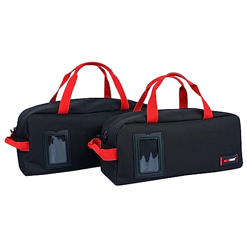 MELOTOUGH Tool Tote Bag Canvas Tool Storage Bag Combo Kit-Includes 1 Medium & 1 Big Toolbag for Electrician,Mechanic,Construction,HVAC (Black) - color: A-Black & Black
