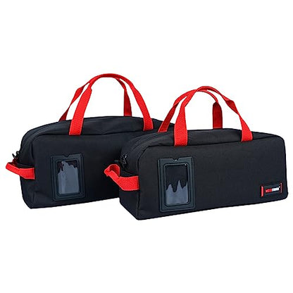 MELOTOUGH Tool Tote Bag Canvas Tool Storage Bag Combo Kit-Includes 1 Medium & 1 Big Toolbag for Electrician,Mechanic,Construction,HVAC (Black) - color: A-Black & Black