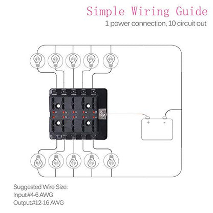 10 Way DC 12~32V Blade Fuse Box Holder Fuse Block - size: 10 way