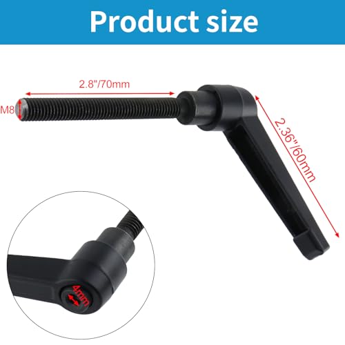Clamping Lever Handles M8 x 70mm Push Button Ratchet Lever Male Threaded Stud Adjustable Handles Hand Knobs Rotating Screw Handles Bolts with Locking Lever -4pcs - size: M8 x 70mm