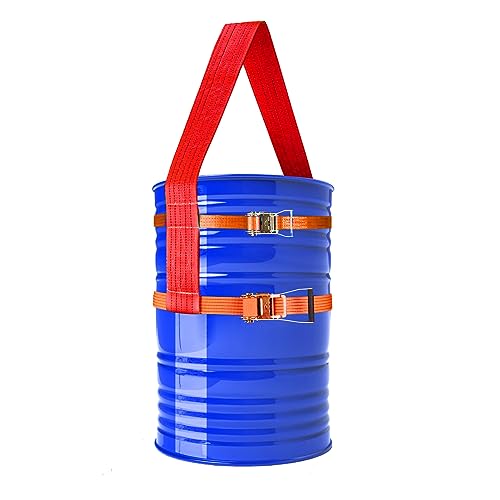Drum Lifting Sling for 55 Gallon Drum, 2 Pack Adjustable Ratchet Strap, Maximum Weight Capacity 6000 Lbs