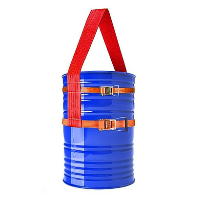 Drum Lifting Sling for 55 Gallon Drum, 2 Pack Adjustable Ratchet Strap, Maximum Weight Capacity 6000 Lbs
