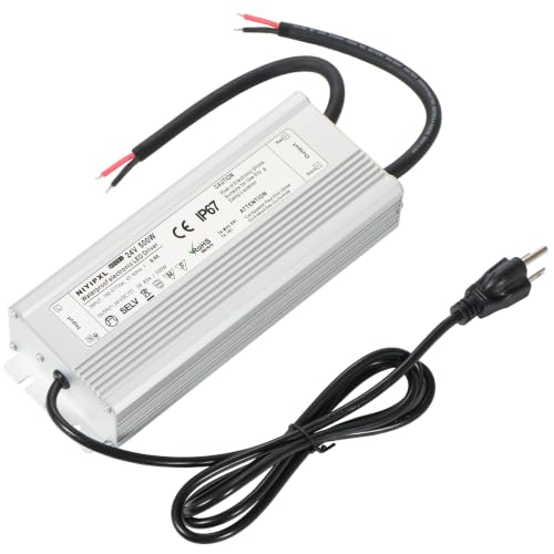 LED Driver 500 Watts(250W X2) 24V DC Transformer，Waterproof IP67 Power Supply, Adapter with 3-Prong Plug 4.9 Feet Cable for Any DC led Lights, Computer Project, Outdoor Light - size: PFH-500W-24V