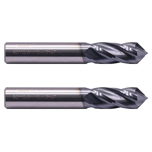4 Flute 90° Solid Carbide Drill Mill Set(2Pcs, 3/8"), AlTiN Coated - size: 2Pcs 3/8"