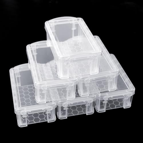 Small Plastic Box, Clear Mini Storage Bins, Stackable Tote with Lid-6 - color: 6-clear